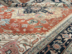 Hand-Woven Persian Heriz Design Carpet