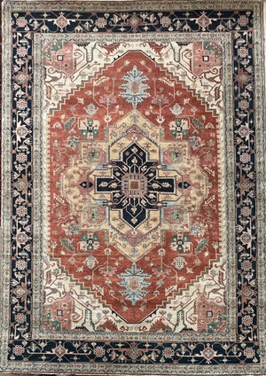 Hand-Woven Persian Heriz Design Carpet