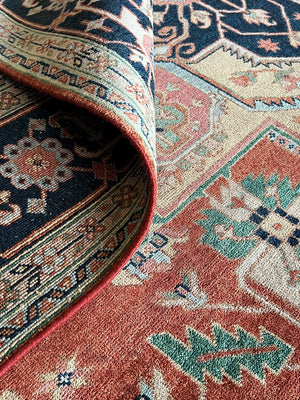 Hand-Woven Persian Heriz Design Carpet