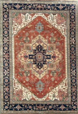 Hand-Woven Serapi Heriz Design Carpet