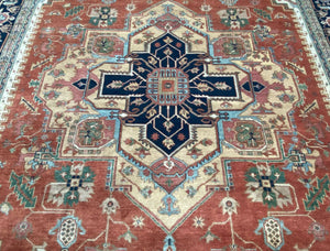 Hand-Woven Serapi Heriz Design Carpet