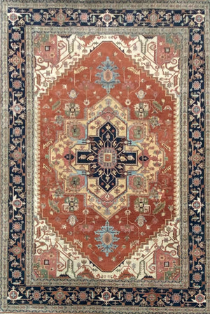 Hand-Woven Serapi Heriz Design Carpet