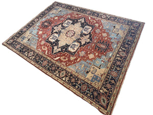 Hand-Woven Serapi Heriz Design Carpet