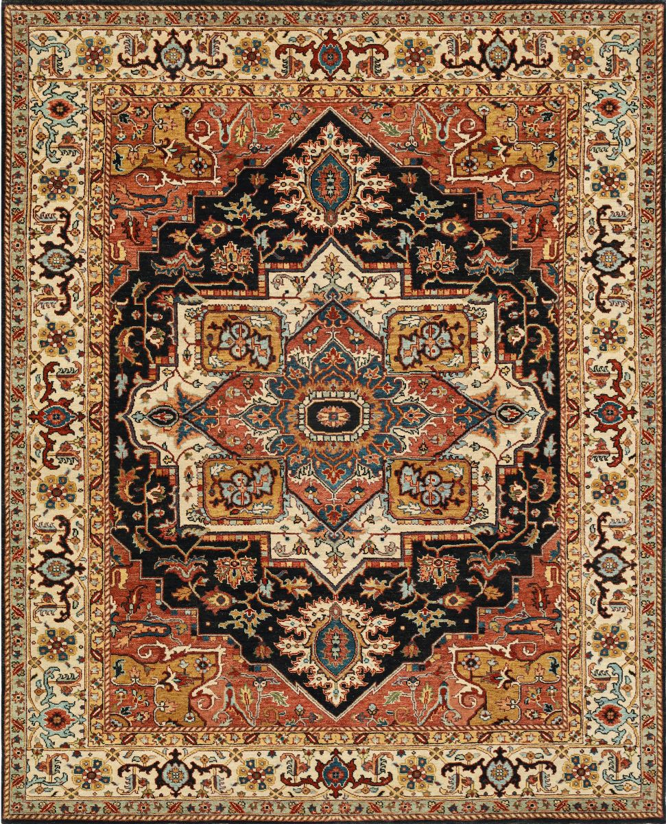 Hand-Woven Serapi Heriz Design Carpet