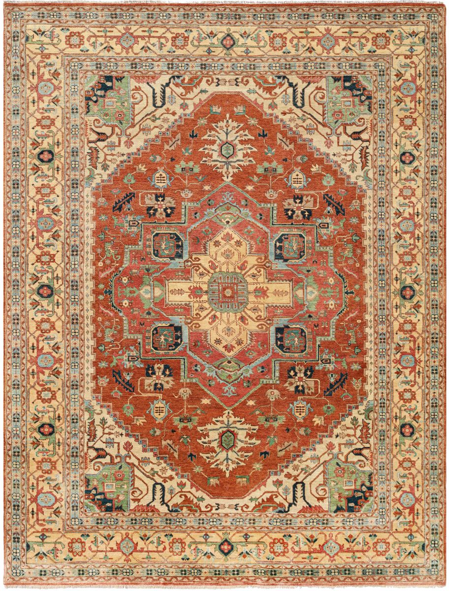 Hand-Woven Serapi Heriz Design Carpet