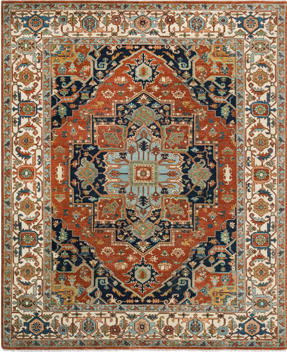 Hand-Woven Serapi Heriz Design Carpet
