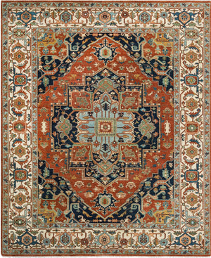 Hand-Woven Serapi Heriz Design Carpet