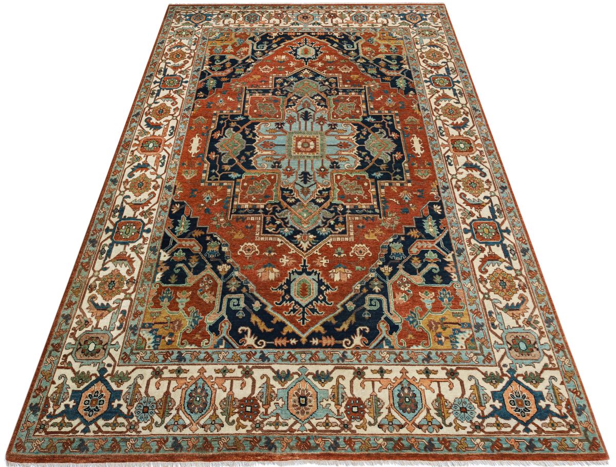 Hand-Woven Serapi Heriz Design Carpet