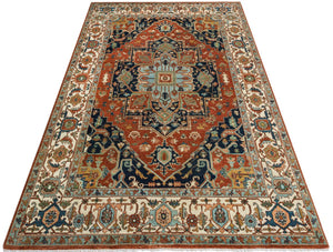 Hand-Woven Serapi Heriz Design Carpet