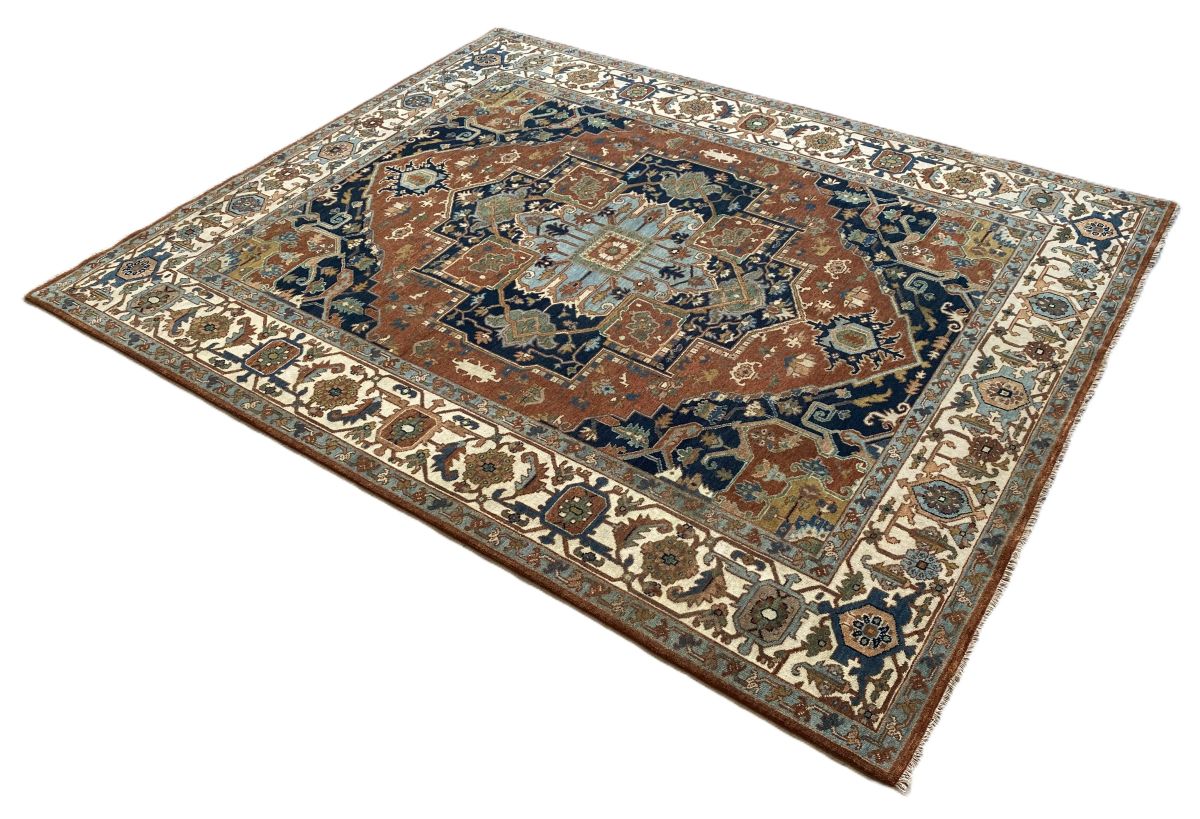 Hand-Woven Serapi Heriz Design Carpet