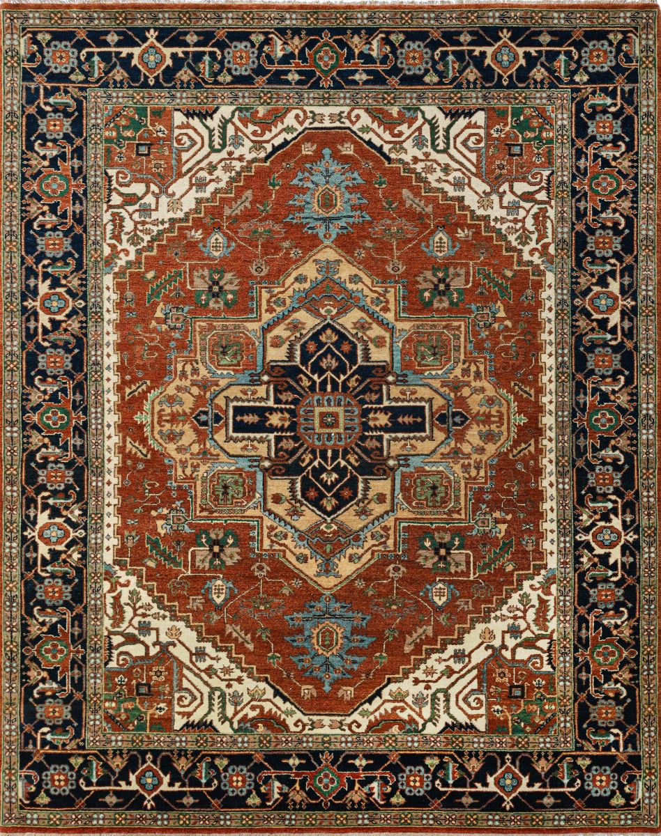 Hand-Woven Serapi Heriz Design Carpet