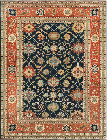 Hand-Woven Serapi Heriz Design Carpet
