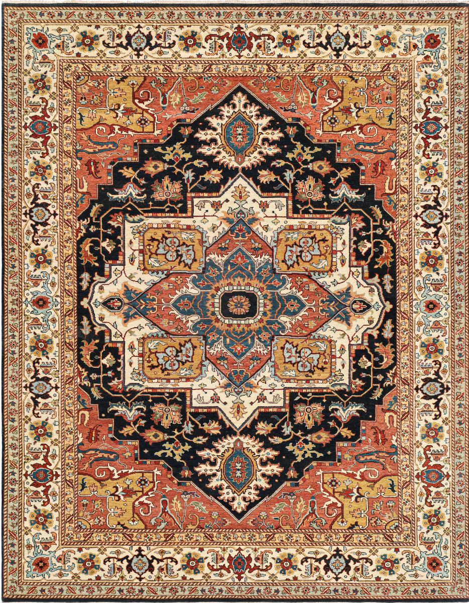 Hand-Woven Serapi Heriz Design Carpet