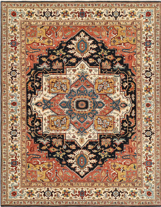Hand-Woven Serapi Heriz Design Carpet