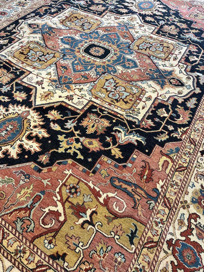 Hand-Woven Serapi Heriz Design Carpet