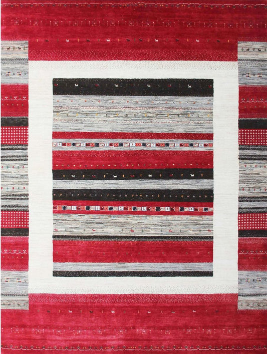 Hand-Woven Loribaft Gabbeh Carpet