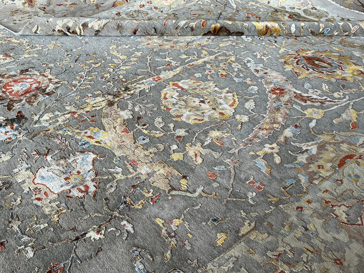 Hand-Woven Transitional Tabriz Design Rug