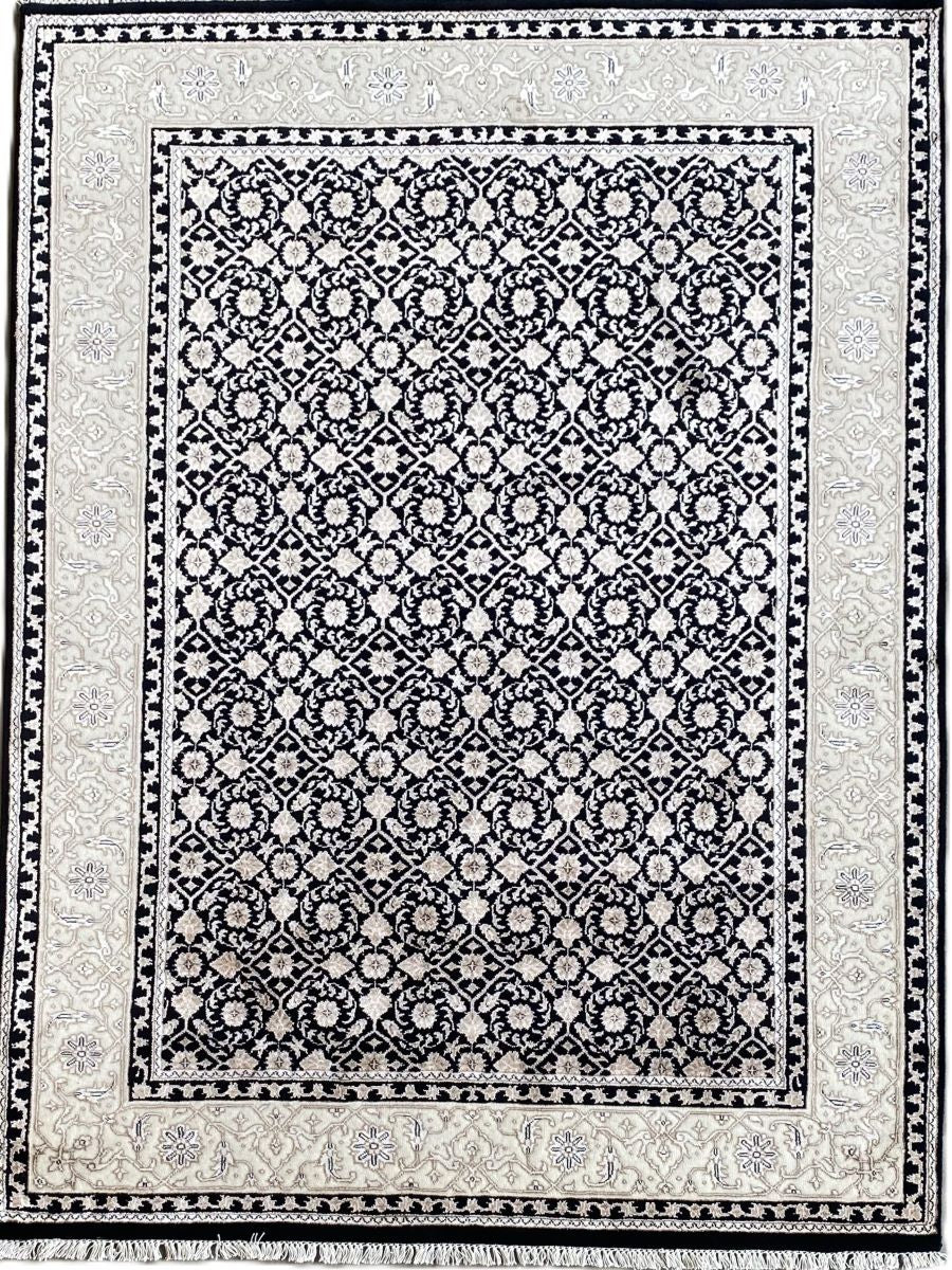 Hand-Woven Herati Design Carpet