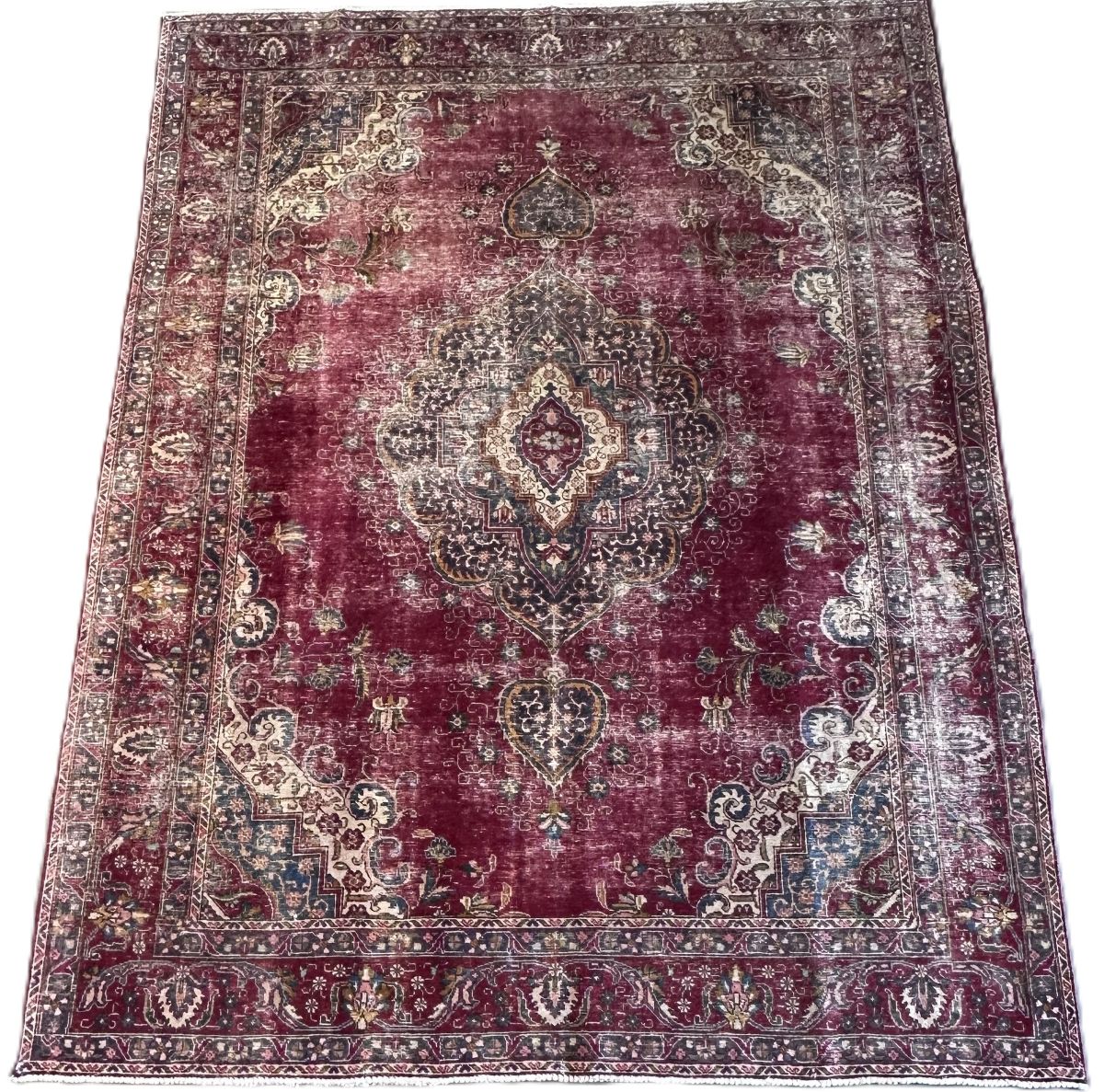 Hand-Knotted Vintage Persian Tabriz Carpet