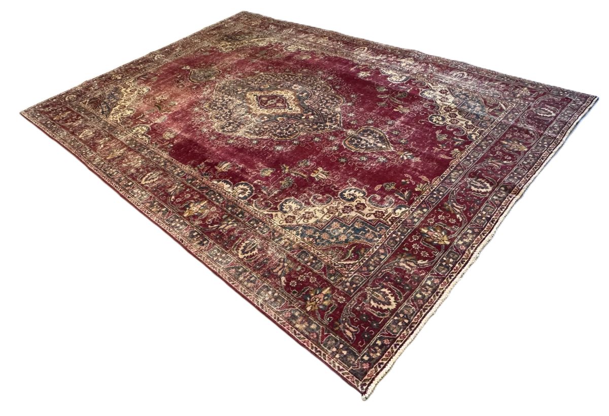 Hand-Knotted Vintage Persian Tabriz Carpet
