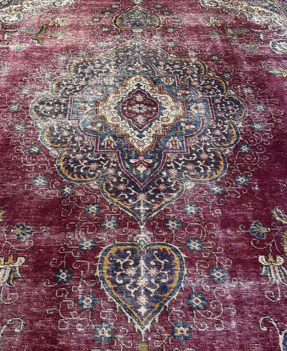 Hand-Knotted Vintage Persian Tabriz Carpet
