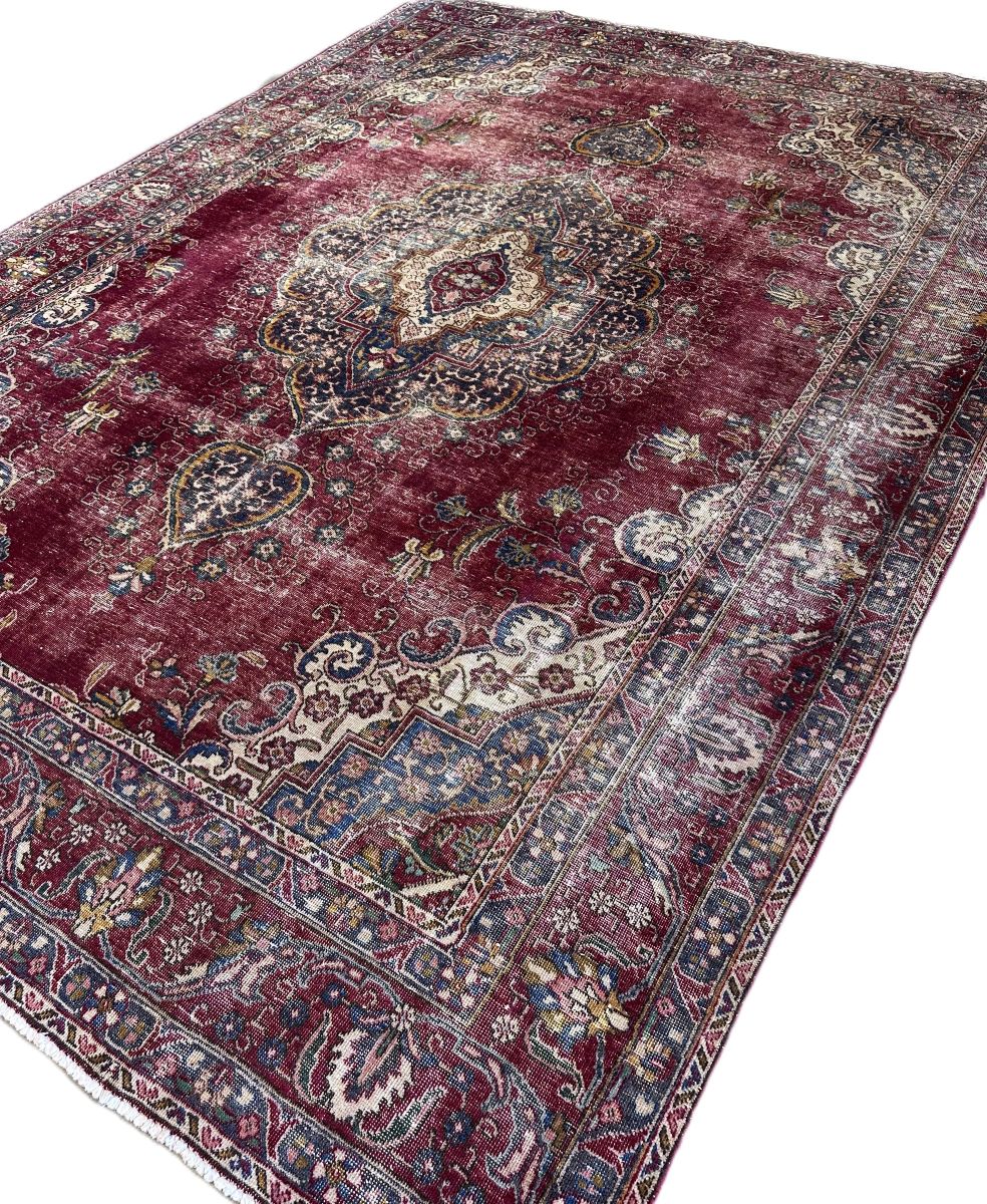Hand-Knotted Vintage Persian Tabriz Carpet