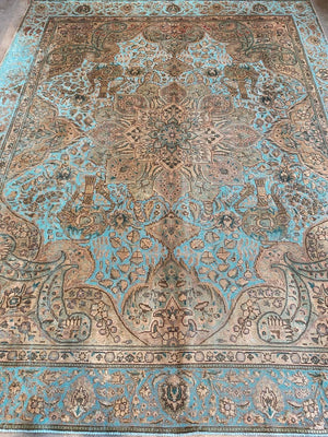 Handmade Vintage Over-dyed Persian Tabriz