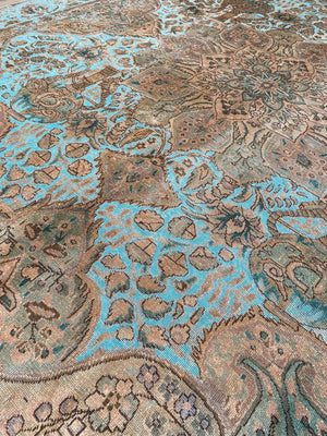 Handmade Vintage Over-dyed Persian Tabriz