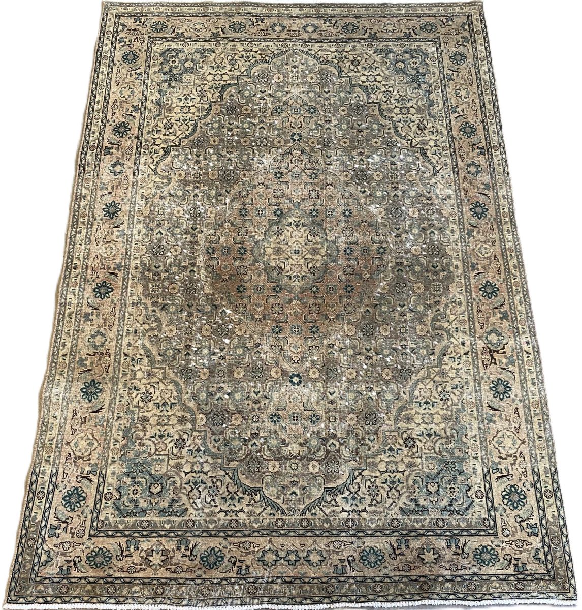 Handmade Vintage Over-Dyed Persian Tabriz Mahi