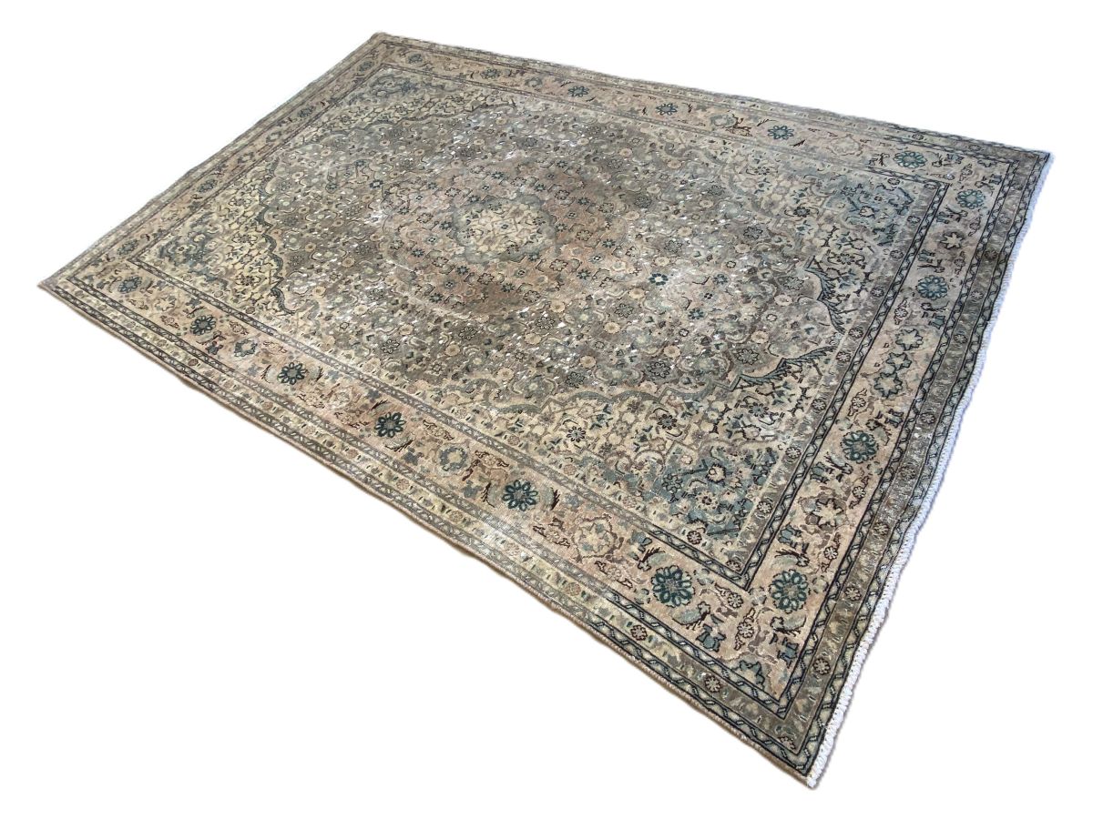 Handmade Vintage Over-Dyed Persian Tabriz Mahi
