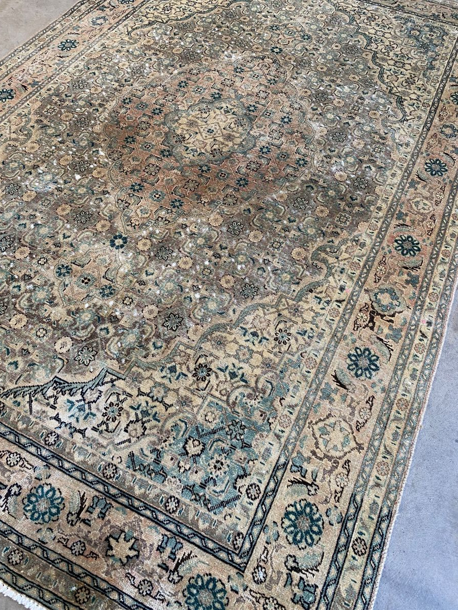 Handmade Vintage Over-Dyed Persian Tabriz Mahi
