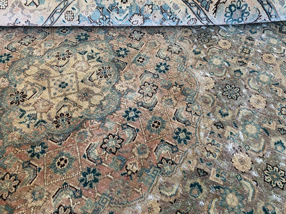 Handmade Vintage Over-Dyed Persian Tabriz Mahi