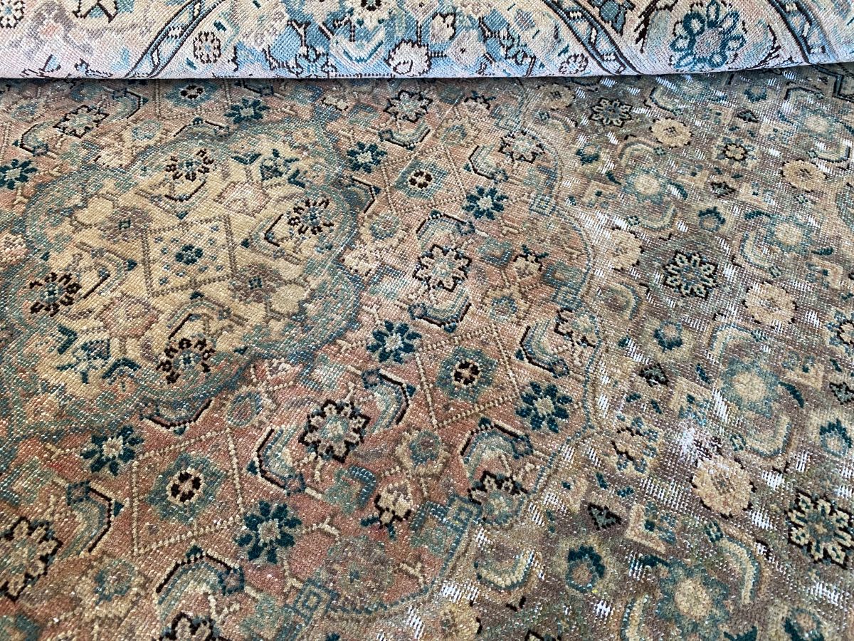 Handmade Vintage Over-Dyed Persian Tabriz Mahi