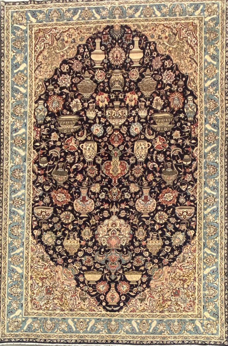 Hand-Knotted Persian Kashmar Carpet