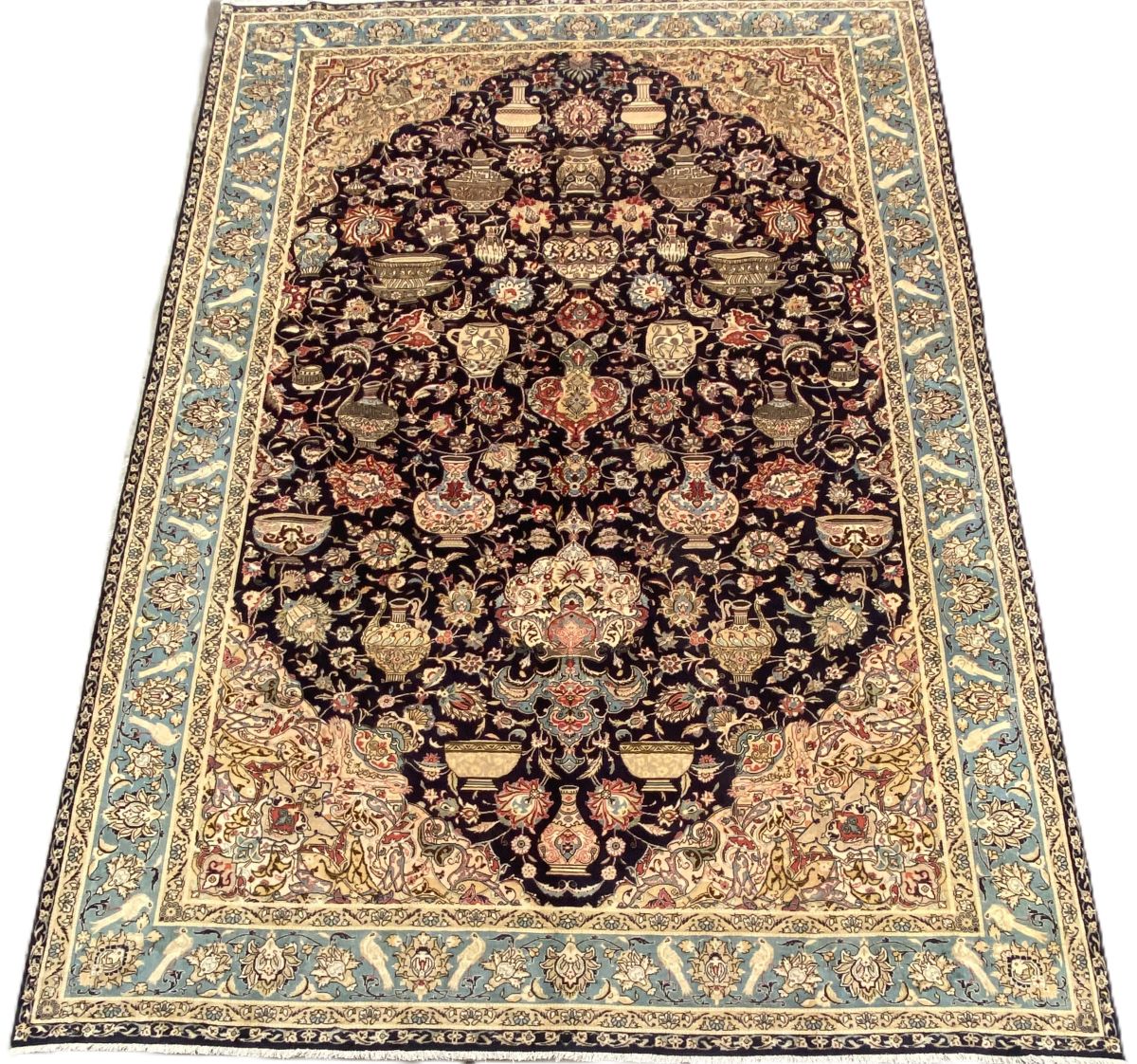 Hand-Knotted Persian Kashmar Carpet