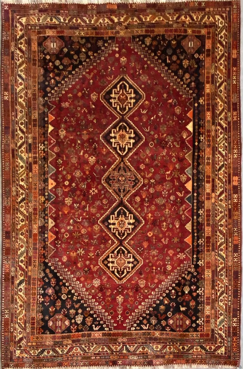 Hand-Knotted Tribal Persian Qashqaie Carpet