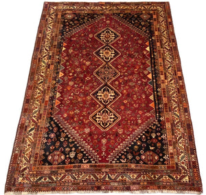 Hand-Knotted Tribal Persian Qashqaie Carpet