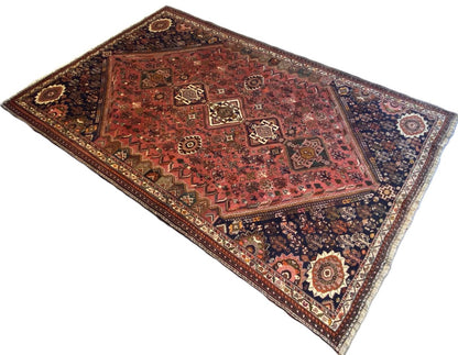 Circa 1970s Hand-Knotted Tribal Persian Qashqaie Carpet