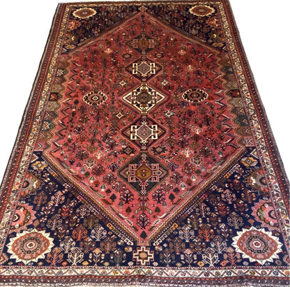 Circa 1970s Hand-Knotted Tribal Persian Qashqaie Carpet