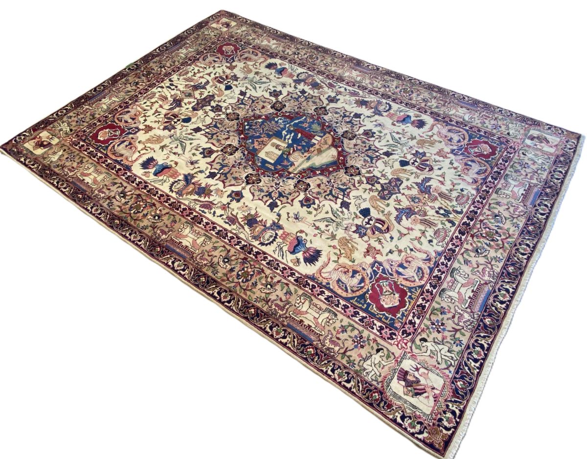 Antique Hand-Knotted Persian Kerman Carpet