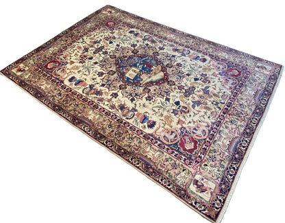 Antique Hand-Knotted Persian Kerman Carpet