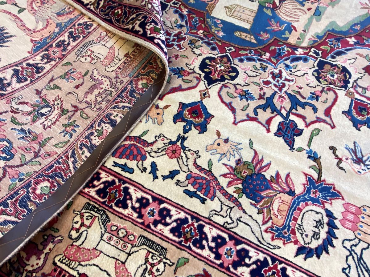 Antique Hand-Knotted Persian Kerman Carpet