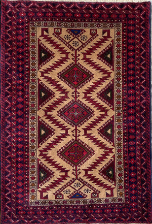 Hand-Knotted Tribal Persian Balouch Rug