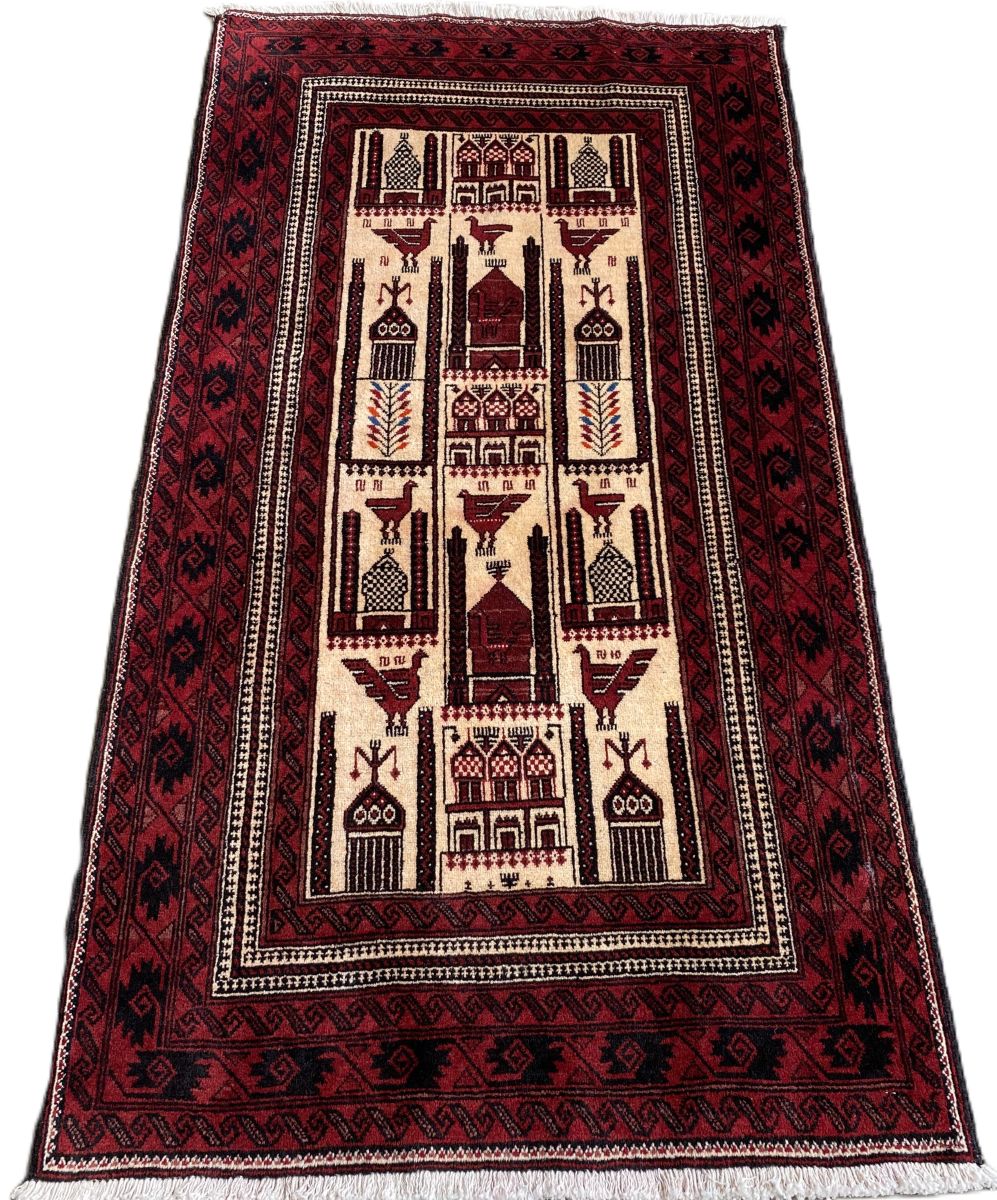Hand-Knotted Tribal Persian Balouch Prayer Rug