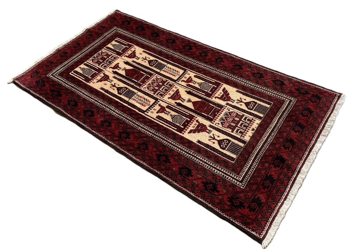 Hand-Knotted Tribal Persian Balouch Prayer Rug