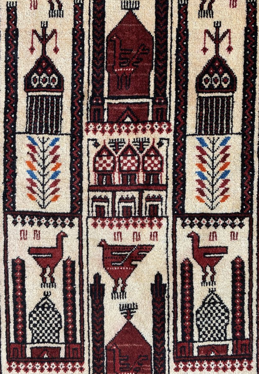 Hand-Knotted Tribal Persian Balouch Prayer Rug