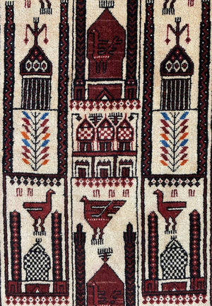 Hand-Knotted Tribal Persian Balouch Prayer Rug