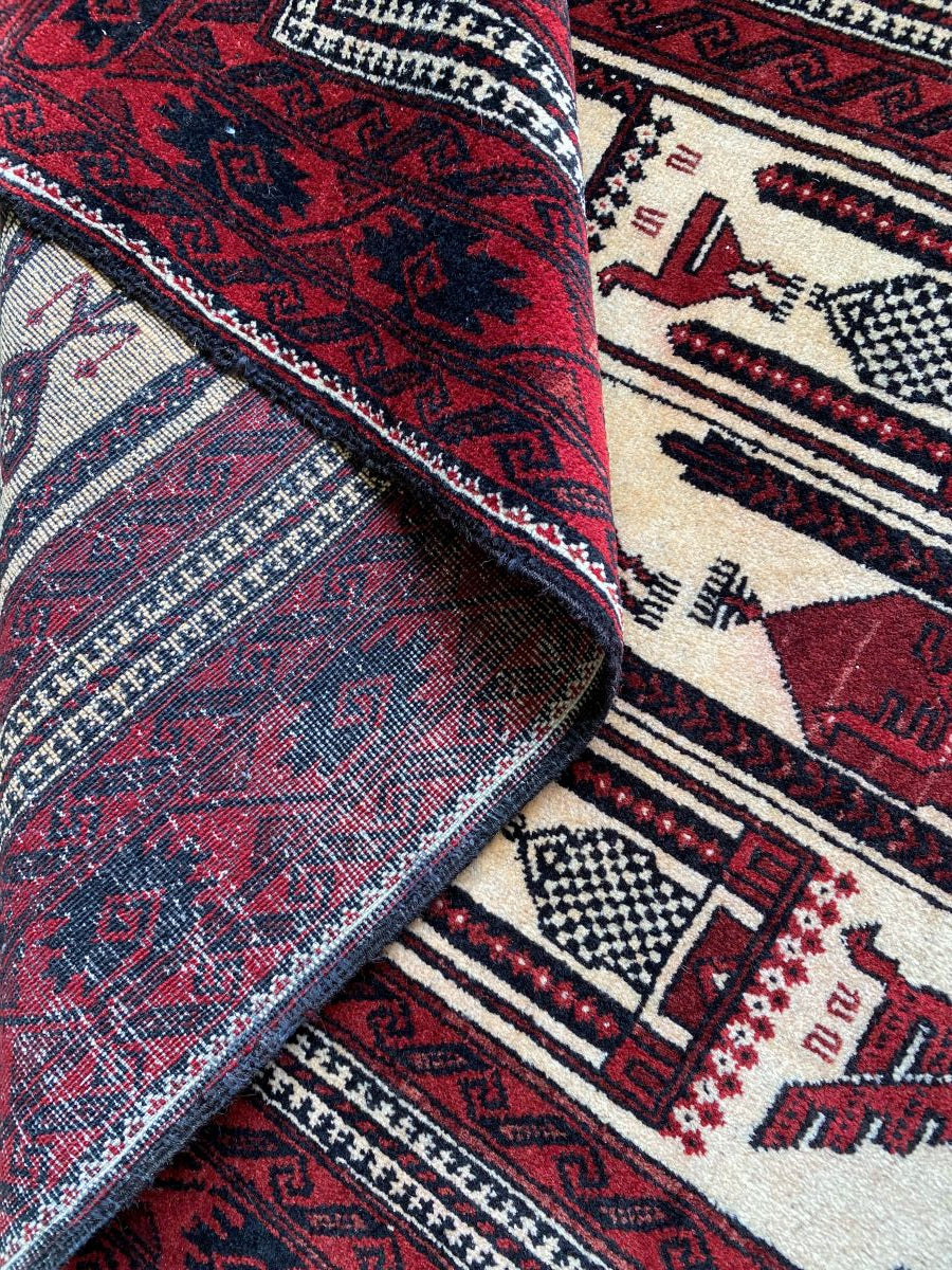 Hand-Knotted Tribal Persian Balouch Prayer Rug