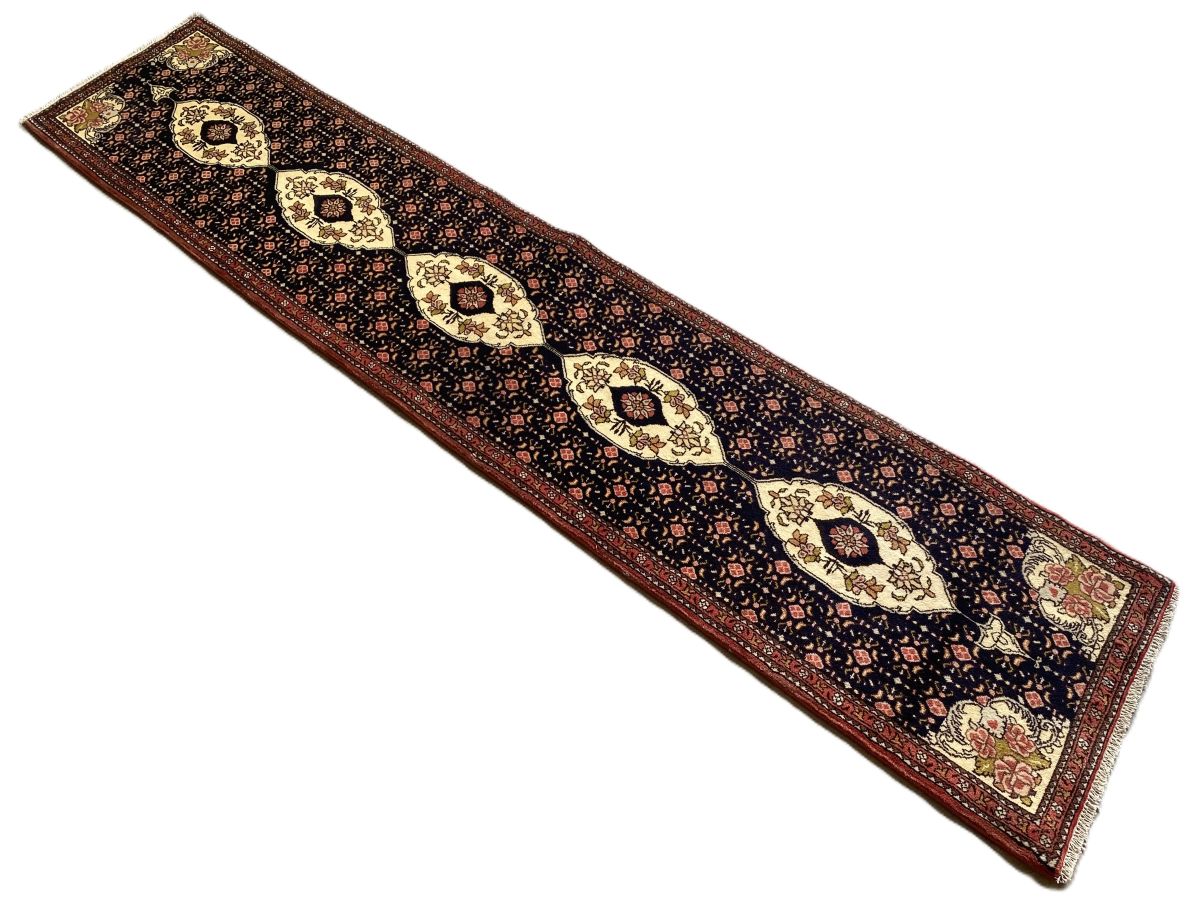 Hand-Knotted Tribal Persian Senneh Hall Runner