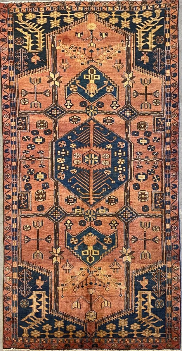 Hand-Knotted Tribal Persian Nahavand Rug